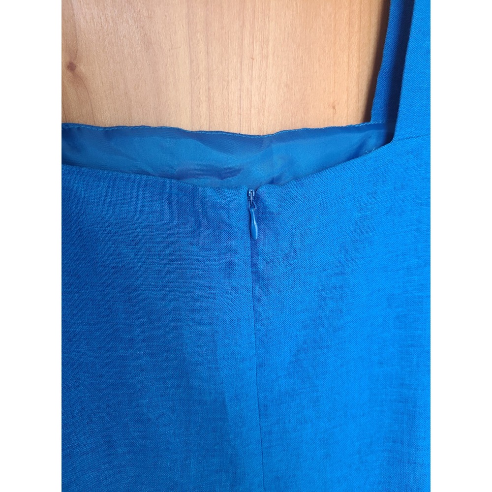 Vintage Dana Kay Linen Rayon 10 Blue Embroidered Dress & Jacket Set Boho Bright - Picture 8 of 13